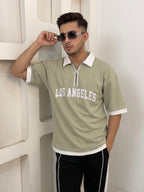 SAGE  GREEN ZIP POLO