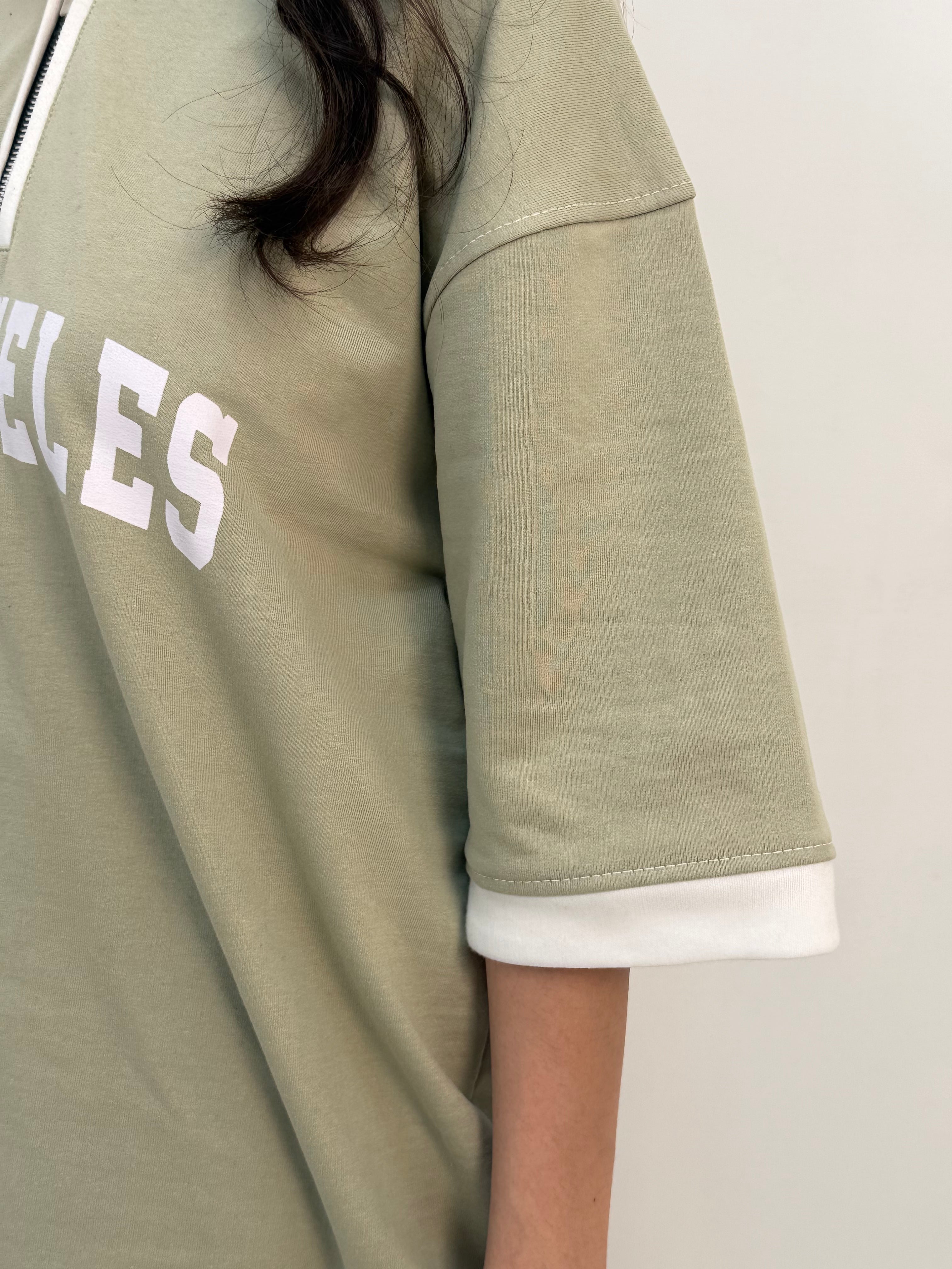 SAGE  GREEN ZIP POLO