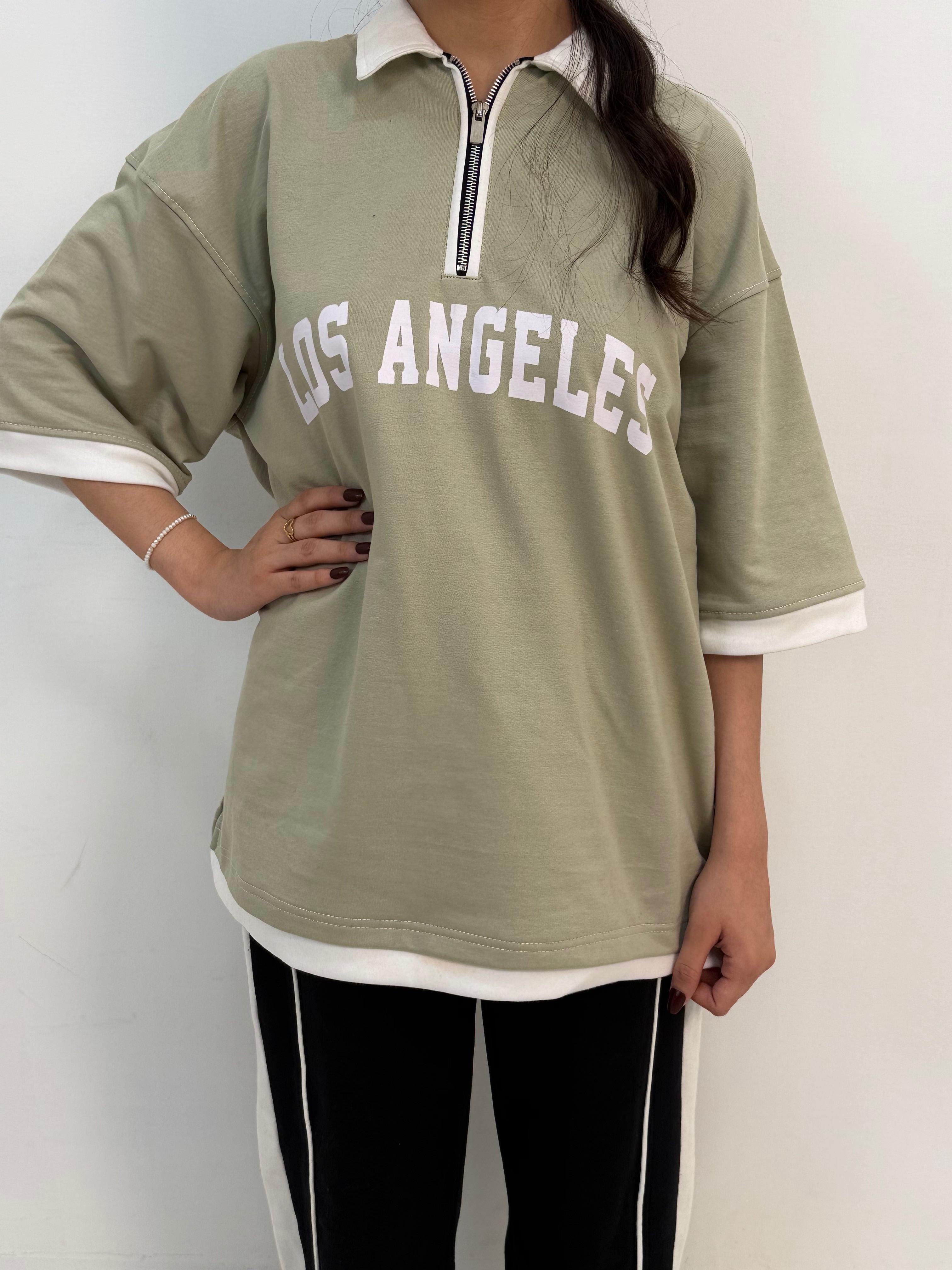 SAGE  GREEN ZIP POLO