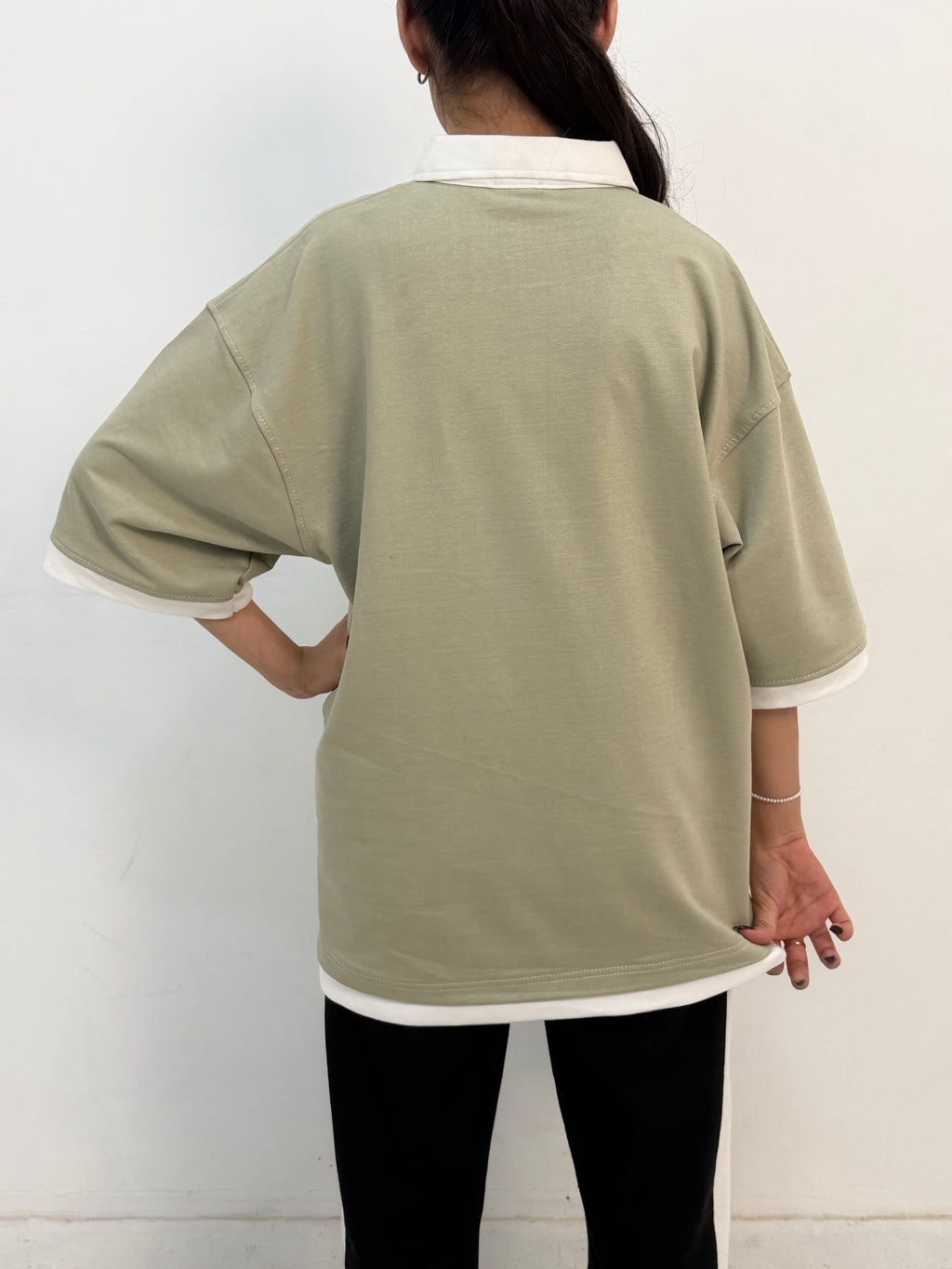 SAGE  GREEN ZIP POLO