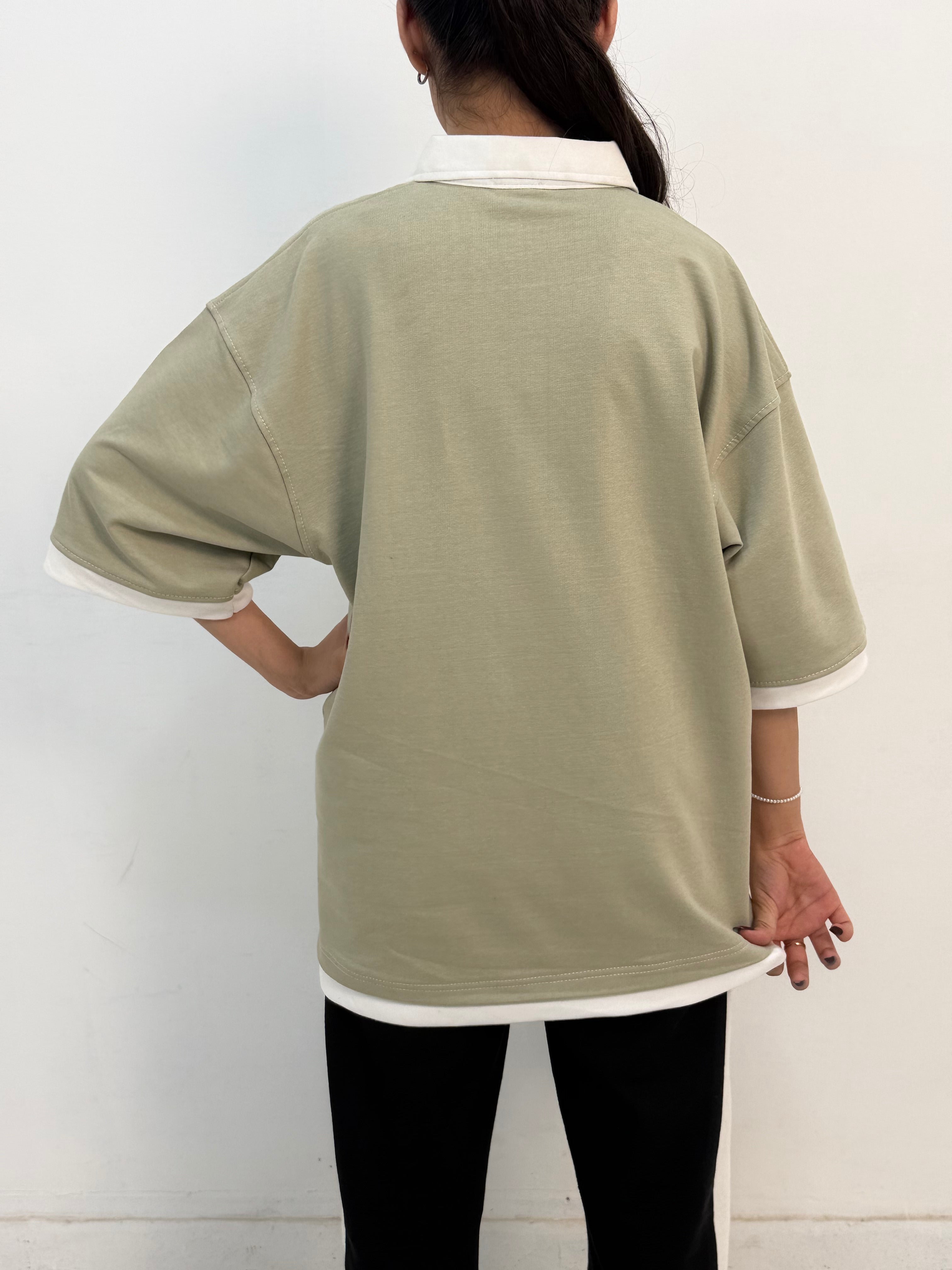 SAGE  GREEN ZIP POLO